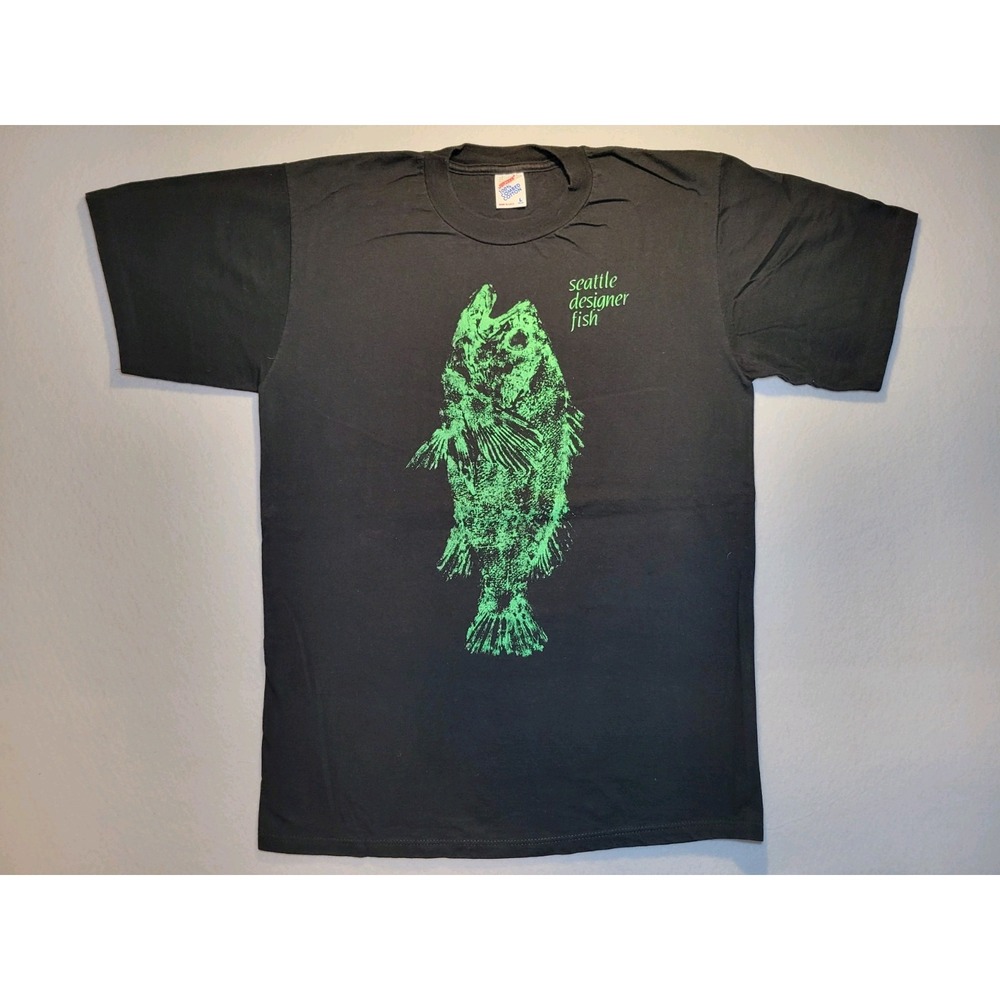 Vintage Seattle‎ Designer Fish GYOTAKU Style Sea Bass Made In USA Mens Large